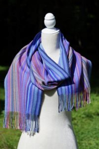 Pure Baby Alpaca Hand Woven Scarf in Blues