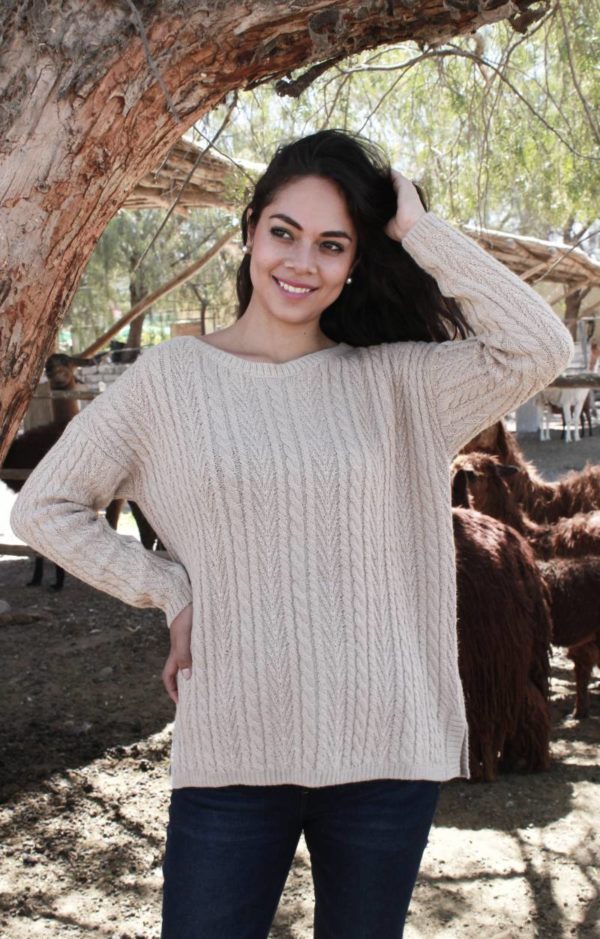 Pure Baby Alpaca Cable and Wheat Pattern Pullover