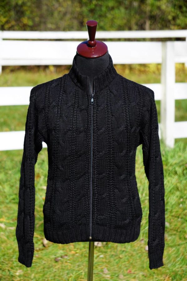 Men's Cabled Pocketed Zip Cardigan