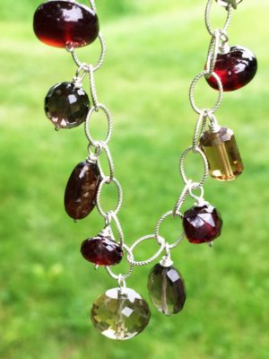 Champagne and Whiskey Quartz Sterling Bracelet