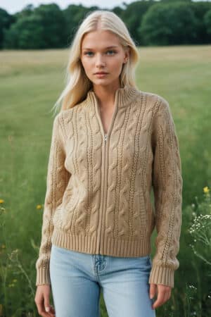 Pure Baby Alpaca Cabled Jacket