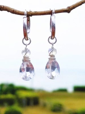 Quartz Crystal and Moonstone Earrings