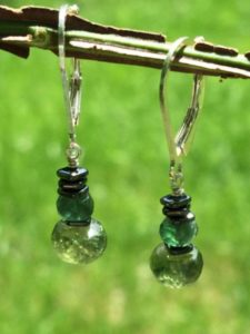 Green Apatite with Hematite Earrings