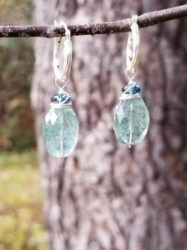 Aquamarine and Indigo Kyanite Gemstone Earrings