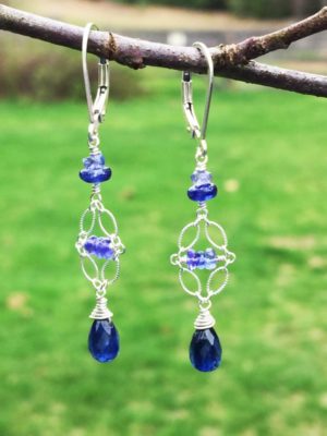 Indigo Kyanite and Sterling Silver Earrings