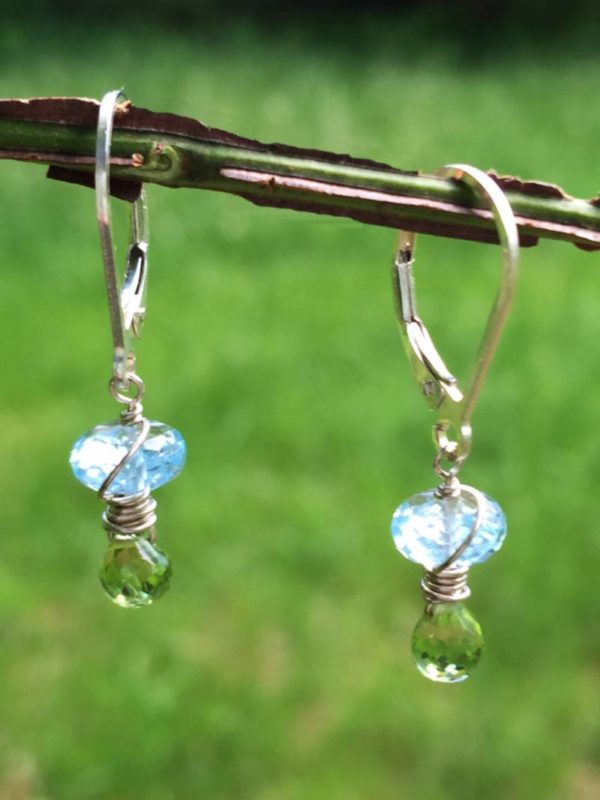 Peridot and Blue Topaz Gemstone Earrings