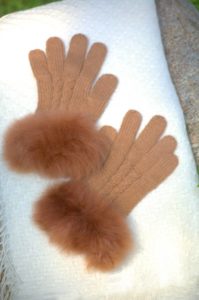 Baby Alpaca Fur Trimmed Gloves