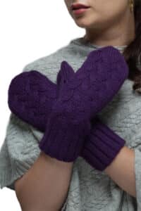 100% Pure Baby Alpaca Mittens In Plum