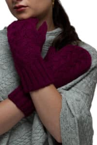 100% Pure Baby Alpaca Mittens In Merlot