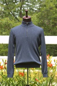 Men's Pure Baby Alpaca Half Zip Sweater In Denim Blue