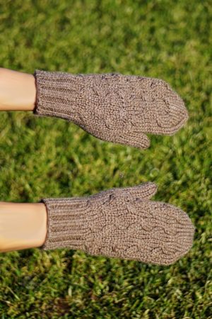 100% Pure Baby Alpaca Chunky Cable Mittens