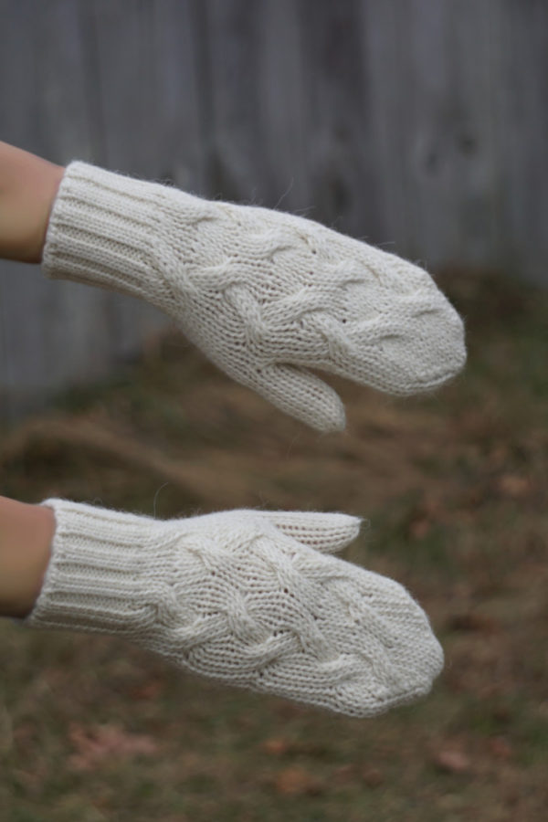 100% Pure Baby Alpaca Cable Mittens
