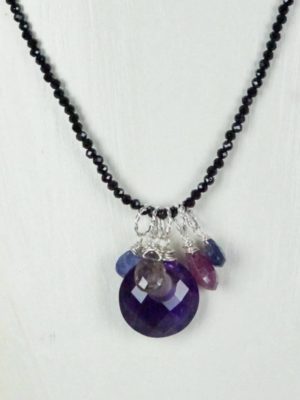 30 Inch Amethyst and Black Spinel Necklance