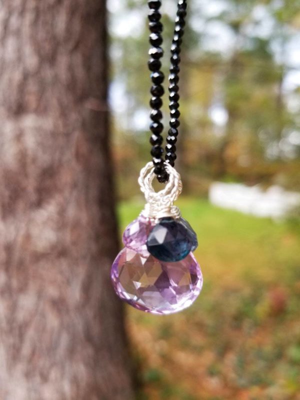 33 Inch Amethyst And Black Spinel Necklace