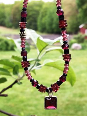 Garnet and Black Spinel Gemstone Necklace