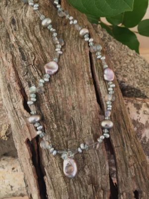 Keishi Pearl and Labradorite Necklace