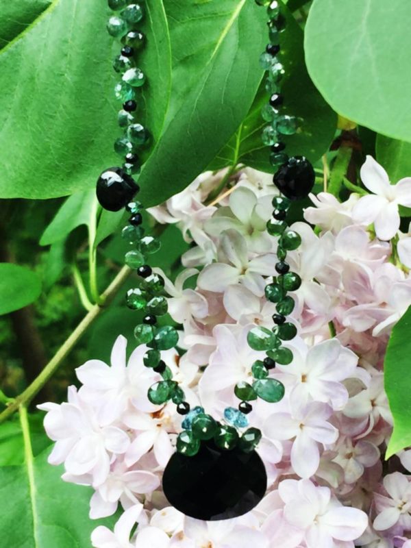  Black Onyx and Green Sapphire Necklace
