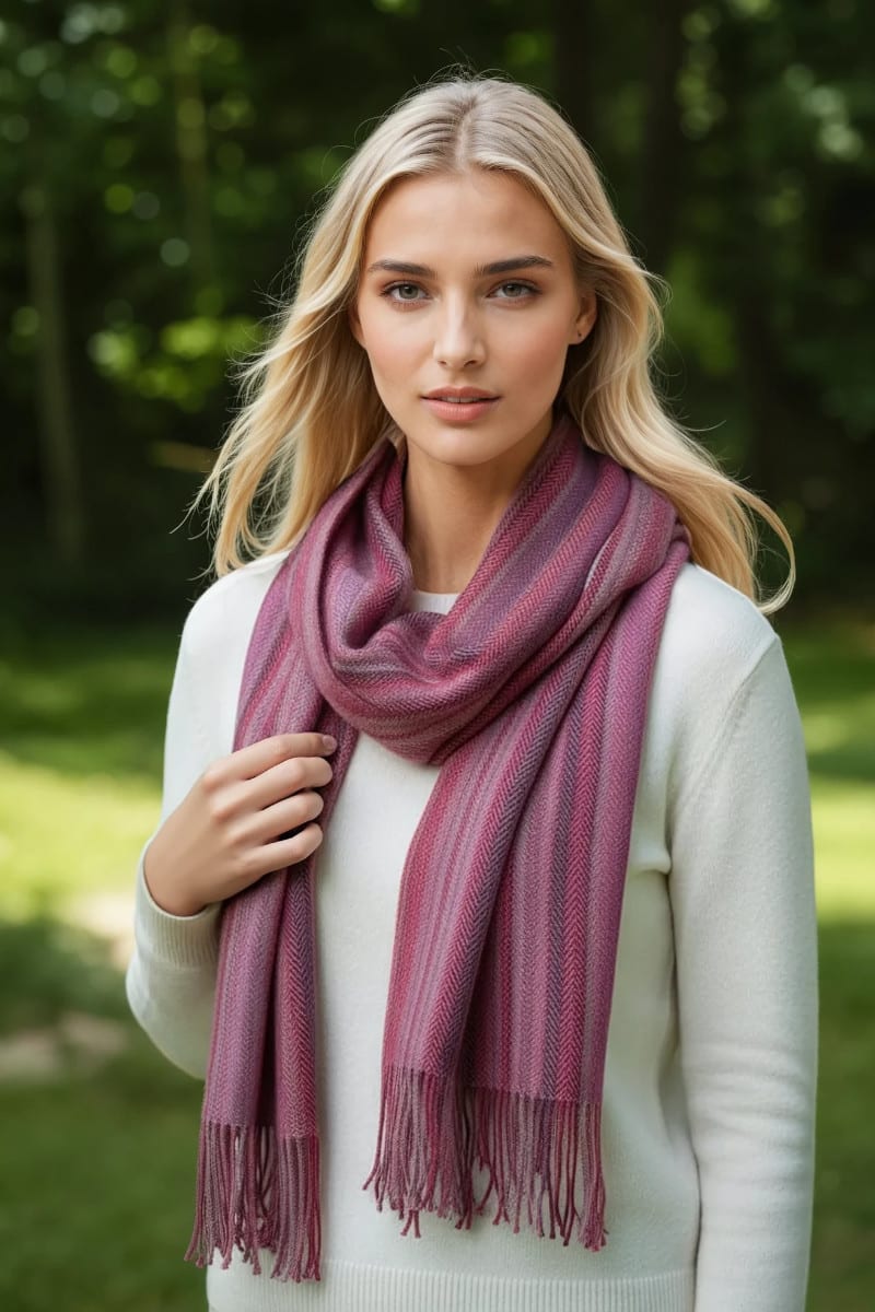 Pure Baby Alpaca Hand Woven Scarf - Image 2