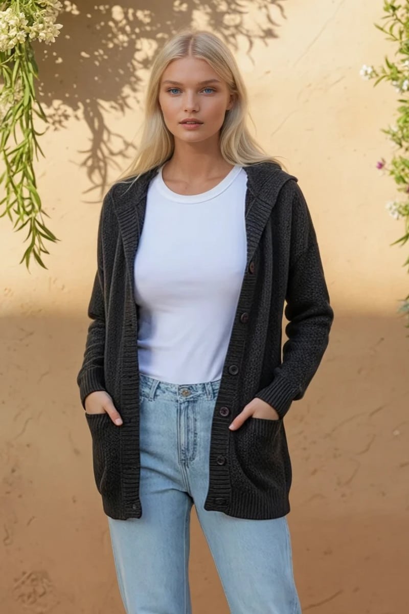 Pure Baby Alpaca Hooded Sweater Jacket