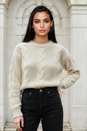 Pure Baby Alpaca Cabled Sweater - Pure Elegance & Cozy Comfort