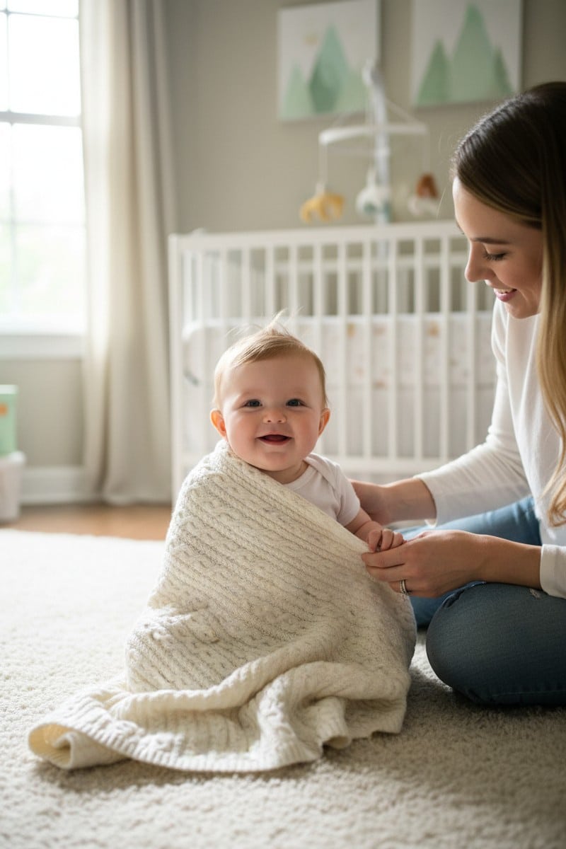 100% Pure All-Natural Baby's Blanket in Natural Cream