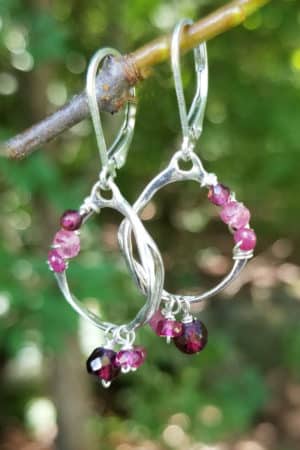 Ruby, Garnet, Rhodolite And Red Sapphire Earrings