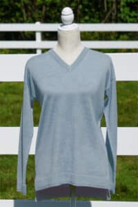 100% Pure Alpaca Women's V-Neck In Light Blue