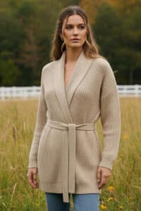 100% Pure Baby Alpaca Luxury Open Cardigan with Optional Belt for Wrap