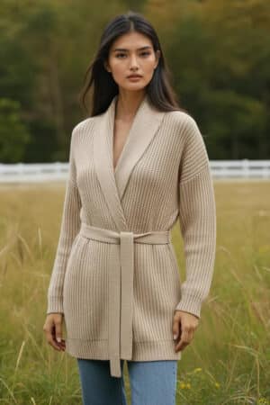 100% Pure Baby Alpaca Luxury Open Cardigan with Optional Belt for Wrap