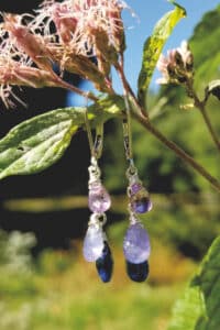 Kyanite, Amethyst and Tanzanite Sterling Silver Earrings