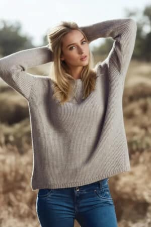 100% Pure Baby Alpaca Fisherman Knit Women's Sweater