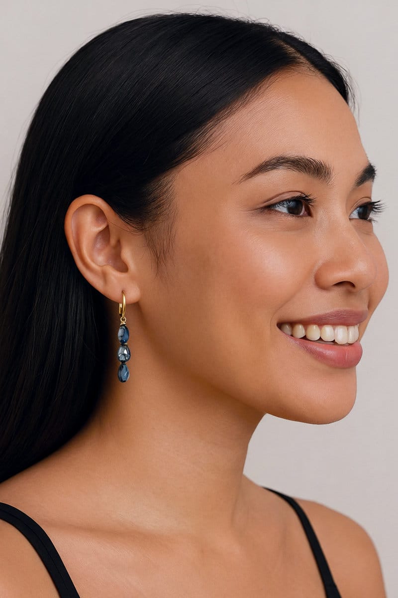 London Blue Topaz Teardrop Earrings - Image 2