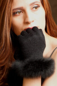 Women's Alpaca Fur Trimmed Gloves