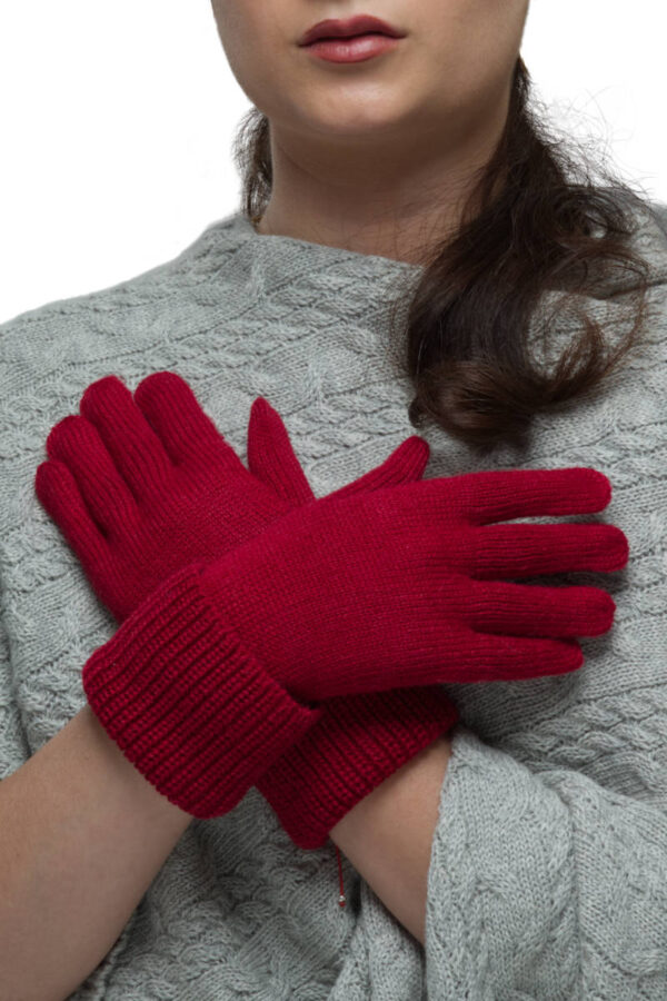 100% Pure Baby Alpaca Gloves in Ruby Red