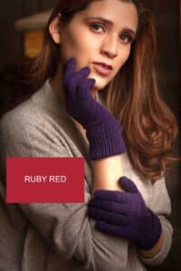 100% Pure Baby Alpaca Gloves in Ruby Red
