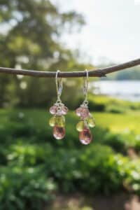 Pink Topaz and Peridot Earrings
