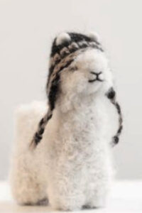 Alpaca felted figurine with chullo hat