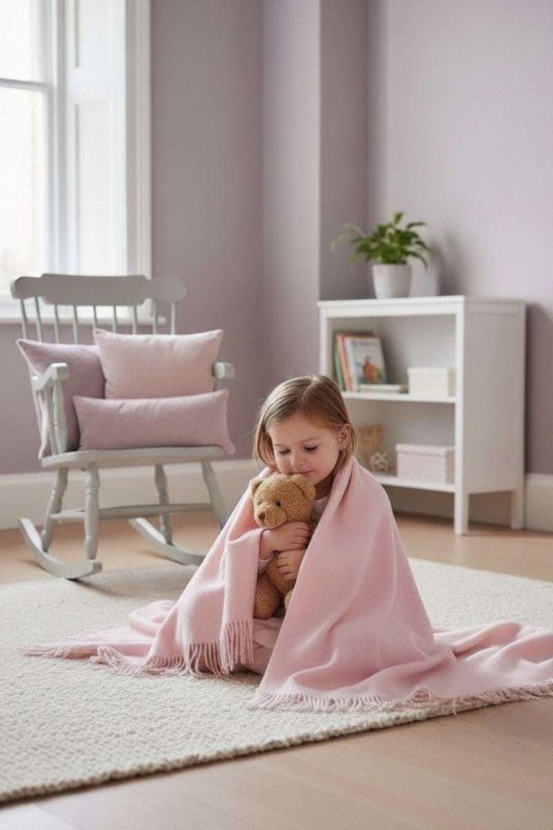 100% Pure baby alpaca thrown in pink for children's room
