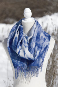 Baby Alpaca Hand Painted Scarf In Shades Of Blue