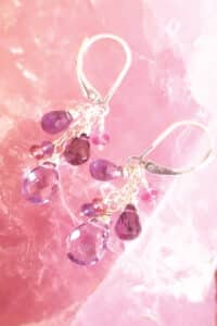 Amethyst, Rhodolite, Rubelite And Tourmaline Gemstone Earrings