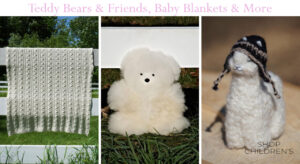 Shop alpaca products for children, including, teddy bears, felted alpaca pals, baby blankets and more.