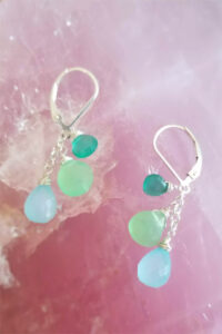 Green Chalcedony and Blue Chrysoprase Gemstone Earrings Representing Joy, Hope And Optimism