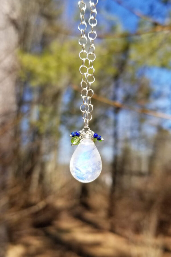 Rainbow Moonstone And Multi-Colored Gemstone Necklace