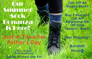 Summer Alpaca Sock Bonanza. Huge Savings On Alpaca Socks.