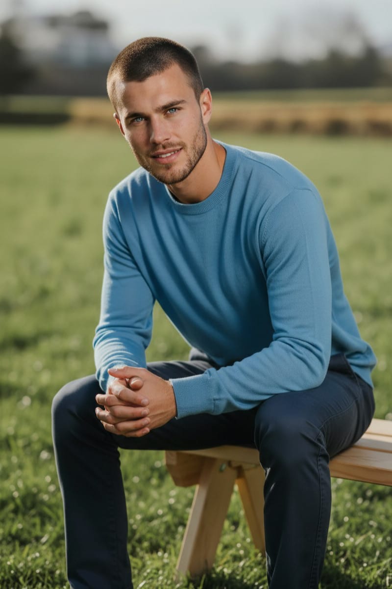 Super soft and light Men's Royal Alpaca Crew made from 100% Royal Alpaca fiber