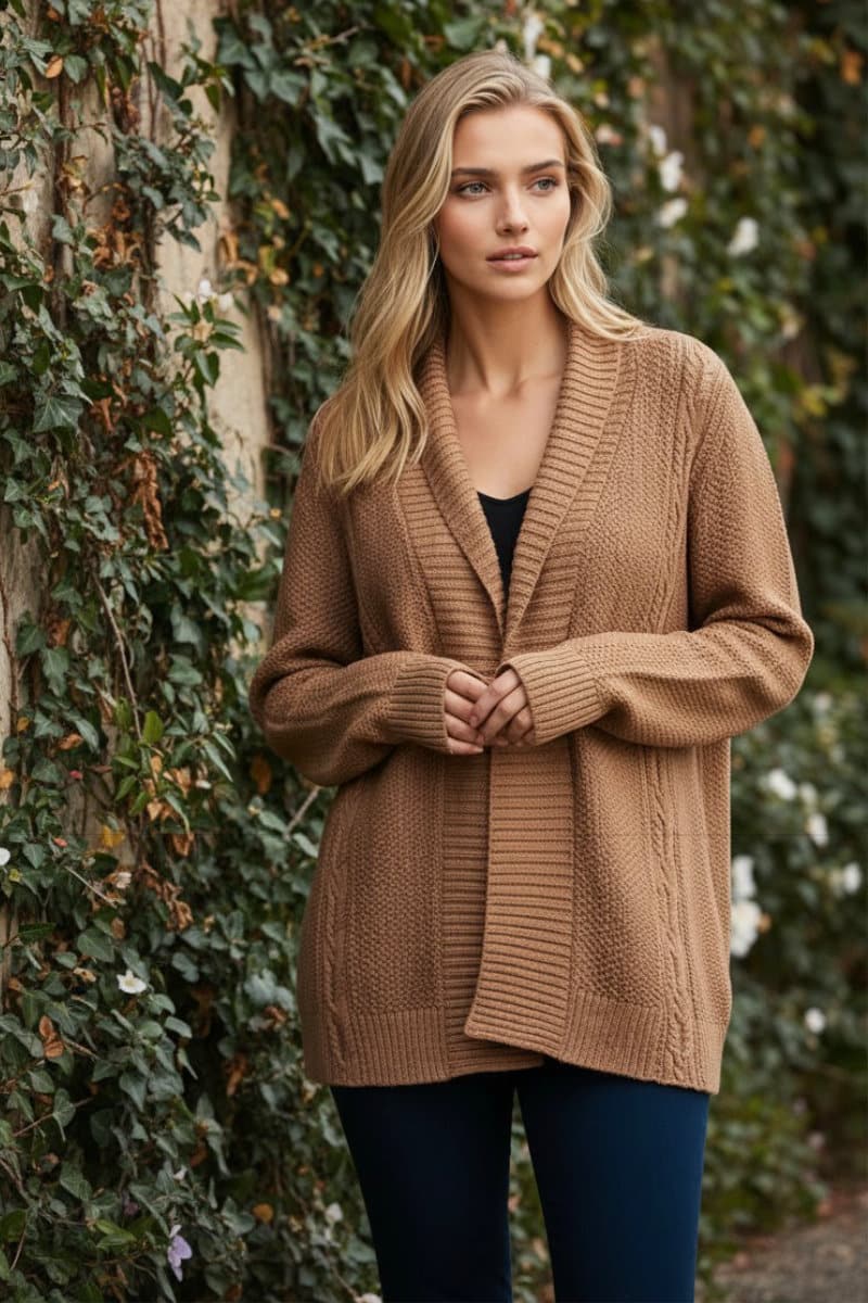 Open Cabled Cardigan made of 100% pure baby alpaca