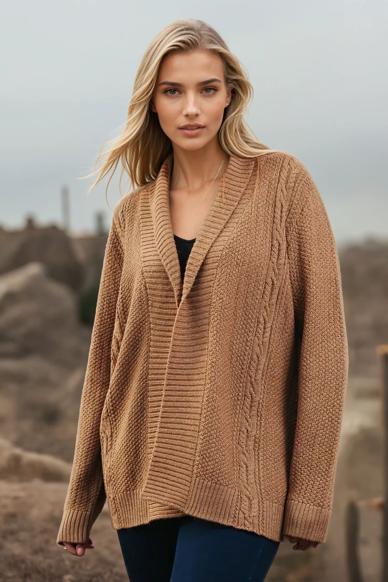 Pure Baby Alpaca Open Cabled Cardigan