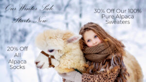 Mt. Caesar Alpacas Winter Sale, 30% Off Alpaca Sweaters, 20% Off Alpaca Socks