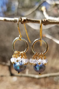 Blue Pearl and Chrystal Quartz Earrings