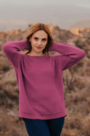 100% Pure Baby Alpaca Cozy Pullover in Dark Rose Quartz